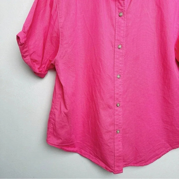 Aritzia Denim Forum Womens Size Xsmall Button Hot Pink  Roll Sleeve Jane Shirt - Picture 8 of 15